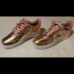 Rose gold Metallic Air Force 1’s Mens size 12 Womens size 13.5